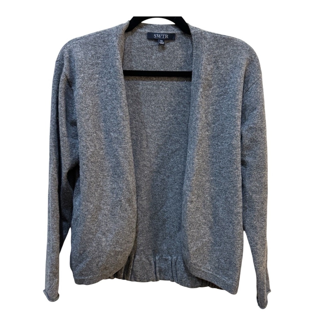SWTR Open Front Structured Cardigan Sweater Size XS Gray Wool Yak